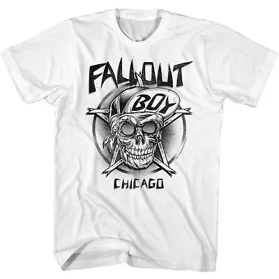 Buy Fall Out Boy Chicago FOB Skull Men's T Shirt Rock Band Tour Concert Merch • 47.95£