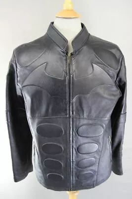 Buy Classic 'batman' Black Leather Biker Style Jacket 40 Inch • 59£