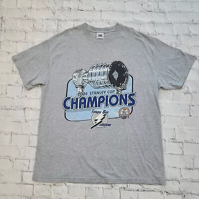 Buy Vintage Lee Sports Tampa Bay Lightning Grey T-Shirt Mens XL Stanley Cup Champion • 20£