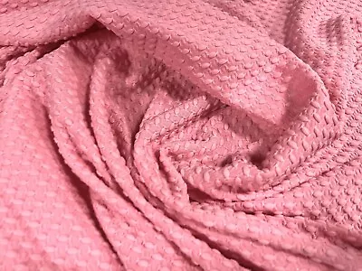Buy Stretch Jersey Fabric, Per Metre - Dobby Jacquard - Pink • 6.99£