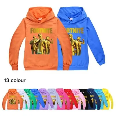 Buy Hoodie Tops Pullower Sweatshirts Kids Boys Fortnite Long Sleeve Hooded Jumper • 15.07£