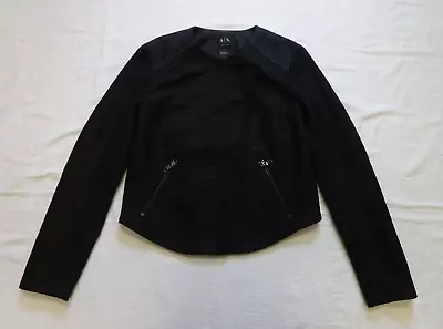Buy AE Armani Exchange Jacket Small UK8 Black Woven Blue Denim VGC #12 • 25£