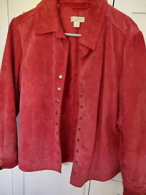 Buy C Banks Women's Washable Suede Leather Lined Snap Berry Pink Jacket Size XL • 25.58£