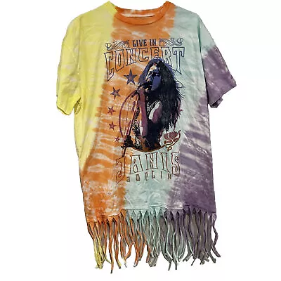 Buy Janis Joplin Rock T Shirt Tie-Dye Fringe Rainbow 60s San Francisco Hippie 1 Of 1 • 16.06£