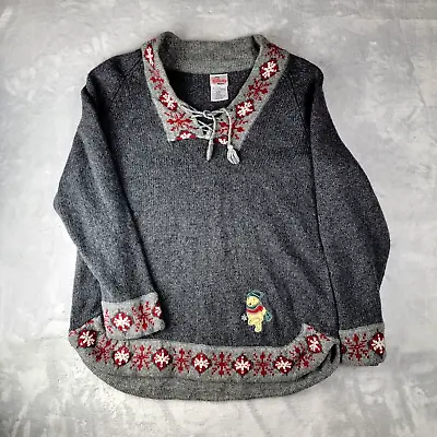 Buy Vintage Winnie The Pooh Sweater Womens Large Winter Christmas Snowflake • 40.53£