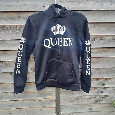Buy Women Black Queen Spelled Hoodie Sweatshirt Size M Fancyqube • 14.99£