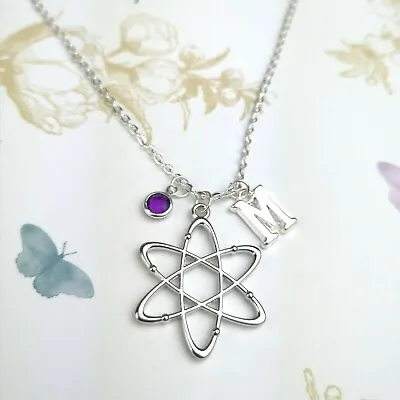 Buy Atom Necklace Science Jewellery Personalised Gift Chemistry Pendant Graduation • 16.80£