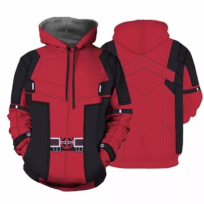 Buy Marvel Deadpool Cosplay Hoodie Sweatshirts Long Sleeve Hooded Jacket Coat Red • 34.31£