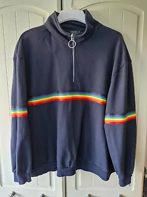 Buy Shein Black Hoodie With Rainbow Detailing Size 1XL (Approx 16/18) • 2.99£