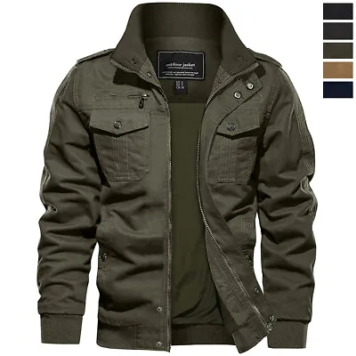 Buy Mens Military Tactical Jacket Casual Cotton Bomber Coat Army Combat Cargo Jacket • 32.38£