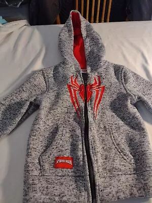 Buy Marvel Spiderman Zip Up Front Hooded Sweatshirt Size 4 In Gray And Red • 11.84£