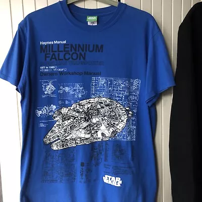 Buy Star Wars Haynes Manual Millennium Falcon T Shirt Medium Blue • 3.99£