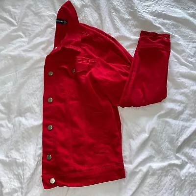 Buy Pretty Little Thing Red Denim Jacket • 12£