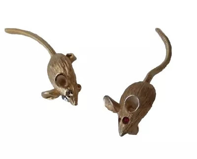 Buy 2 Retro Vintage Mouse Pins Colored Rhinestone Eyes Articulated Tail Jewelry • 22.54£