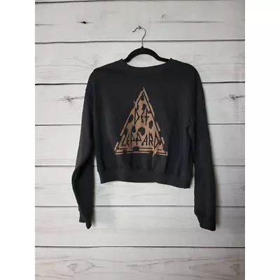 Buy Def Leppard Womens Cropped Sweatshirt Black Pullover Long Sleeve Crew Neck S • 25.36£