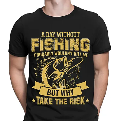 Buy A Day Without Fishing T-Shirt Funny Fisherman Angling Gift Mens T Shirts #F#D • 9.99£