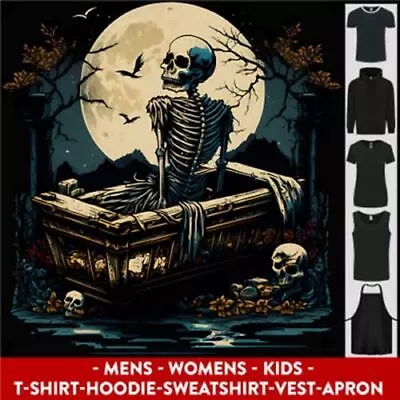 Buy A Skeleton & Coffin In A Graveyard Halloween Mens Womens Kids Unisex • 12.99£