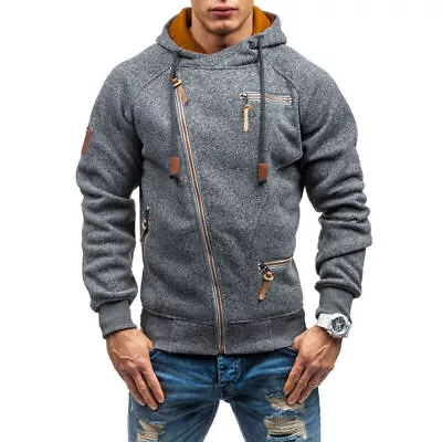 Buy Men Hoodie Jacket Zipper Comfy Sweatshirt Long Sleeve Casual Sport Hoody Coat ☆ • 21.38£
