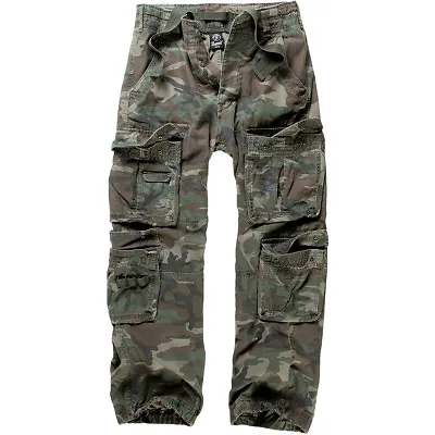Buy Brandit Mens Pure Vintage Hiking Trousers Paintball Hunting Pants Woodland Camo • 53.95£