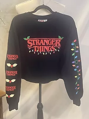 Buy Stranger Things Cropped Holiday Sweatshirt Junior’s Size XXL • 14.08£