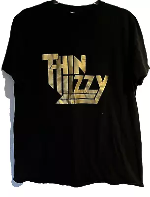 Buy Vintage Thin Lizzy Shirt Medium Rock Band Tour Retro Metal Gig Gold Black Music • 15£