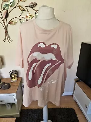 Buy George Cotton Tshirt. Rolling Stones. Size 22. Pink, Mouth Motif. VGC • 6£