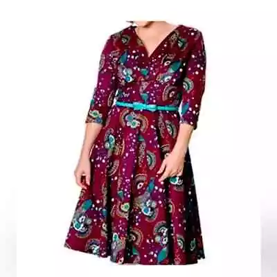 Buy Dancing Days By Banned Apparel NWT Purple Peacock Full A-Line Skirt 50’s Sz Med • 52.10£