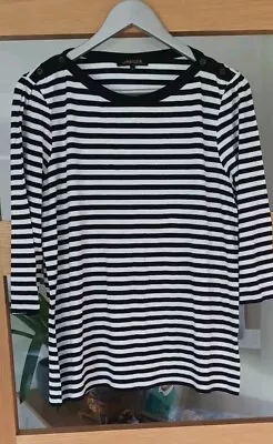Buy Ladies Stunning Black & White Long Top By Jaeger  Size 18 3/4 Sleeve Immaculate  • 0.99£