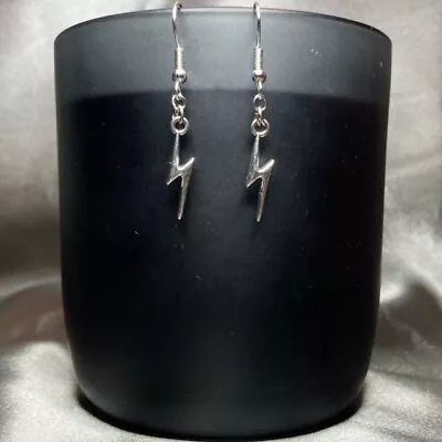 Buy Handmade Silver Lightning Bolt Earrings Gothic Gift Jewellery Fashion Accessory • 4£