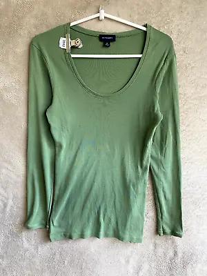 Buy WITCHERY Casual T-Shirts Top Size M Womens Green Long Sleeve Round Neck • 11.15£