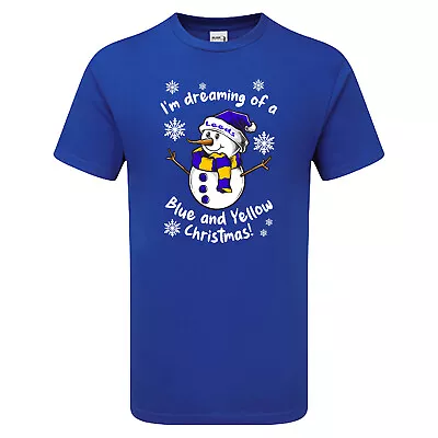 Buy Leeds Blue & Yellow Christmas Tshirt Mens & Womens Fanmade Merchandise • 13.95£