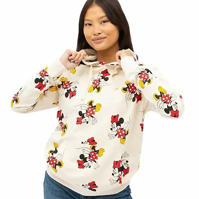 Buy Official Disney Ladies  Minnie Mouse Strides AOP Hoodie White Sizes S-XL • 24.99£