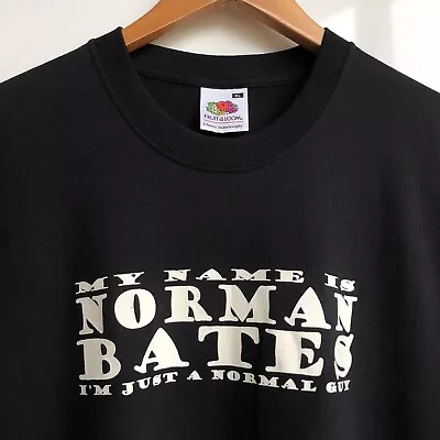 Buy Psycho Norman Bates T-Shirt Men's XL Black Fruit Of The Loom Landscape Lyrics • 19.99£