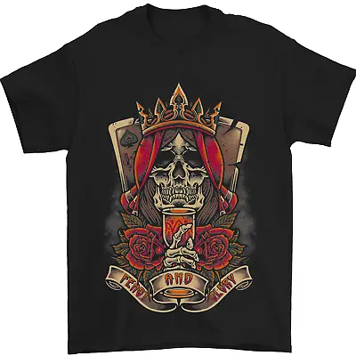 Buy Skull King Playing Cards Biker Motorbike Mens T-Shirt 100% Cotton • 8.49£