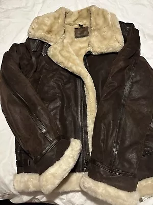 Buy St John Bay Men’s Leather/Suede Brown Fur Lined Bomber Jacket • 40£