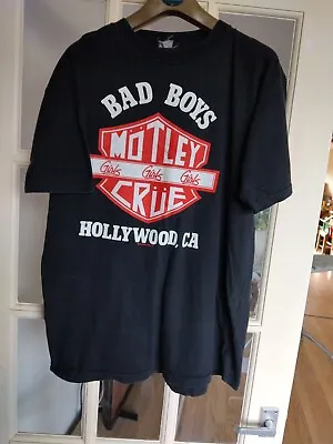 Buy Motley Crue Tour 89 Men's T-shirt Black Used Size L   Vintage Bad Boys  Shield • 50£
