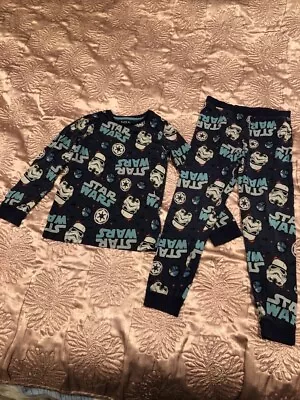 Buy Boys M&S Pyjama Set Blue Star Wars Print Age7-8 Years • 3.99£