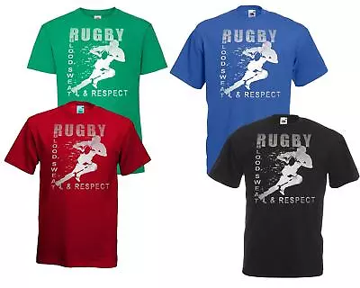 Buy Mens Blood Sweat And Respect Rugby Sports Quote Sportsmanship Unisex T-Shirt • 12.95£