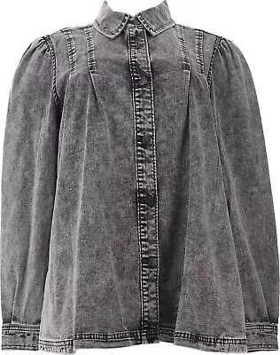 Buy LOGO Lori Goldstein Denim Shirt Jacket Pintuck Grey Wash 3X NWOT (87) • 33.14£
