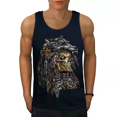 Buy Wellcoda Wolf Metal Death Skull Mens Tank Top, Skull Active Sports Shirt • 15.99£