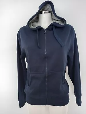Buy Navy  Hoodie Long Sleeved Zip Opening • 9.95£