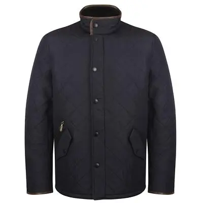 Buy Barbour MQU0281 International Mens Powell Quilted Jacket In Navy Sizes S - 3XL • 125.99£