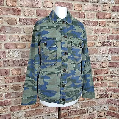 Buy Topshop Camouflage Jacket Shacket Green Blue UK 6 Womens Fleece Lined • 10£