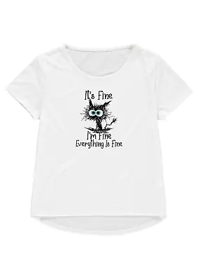 Buy Funny Everything Is Fine Womens T-shirt Summer Birthday Gift Present Size 8 10 • 11.99£