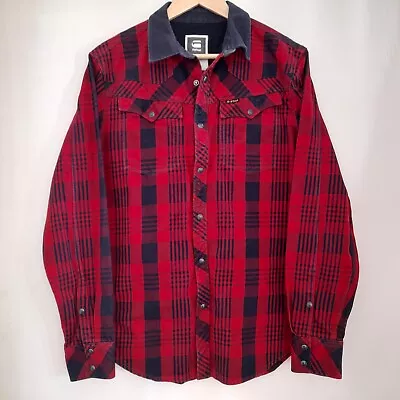Buy G STAR RAW Red Forest Plaid Check Heavy Shirt Overshirt Jacket Mens Size Large L • 39.95£