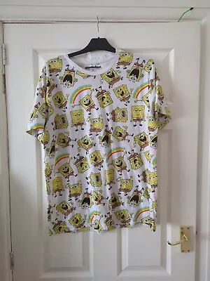 Buy Nickelodeon Mens T Shirt Size L Spongebob Squarepants All Over Print • 7.99£