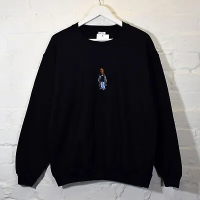 Buy Actual Fact Embroidered Cartoon Omar Little From The Wire Black Sweatshirt  • 30£