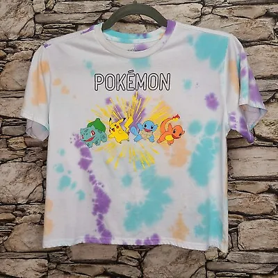 Buy Pokemon Womens Graphic T-Shirt Top Size L Tie-dye Pikachu Squirtle Charmander • 9.45£