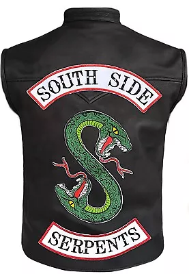 Buy Riverdale Southside Serpents Motorcycle Biker Genuine Leather Halloween Vest • 134.99£