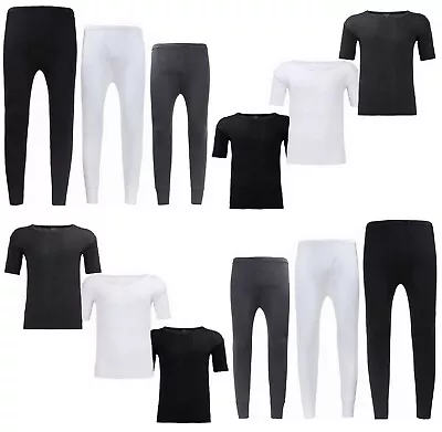 Buy Thermal Top Bottoms Long Johns Men's Short Sleeve T-Shirt Vest Under Wear Pants • 7.45£